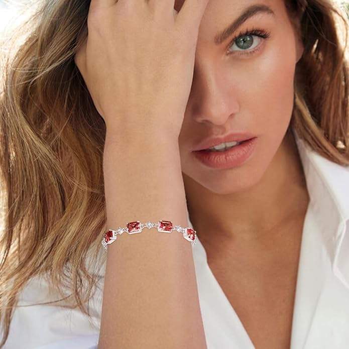 PRAYMOS Birthstone Bracelets for Women Mom Mother's Grandma Sterling Silver Women's Bracelets Birthstone Jewelry Gifts