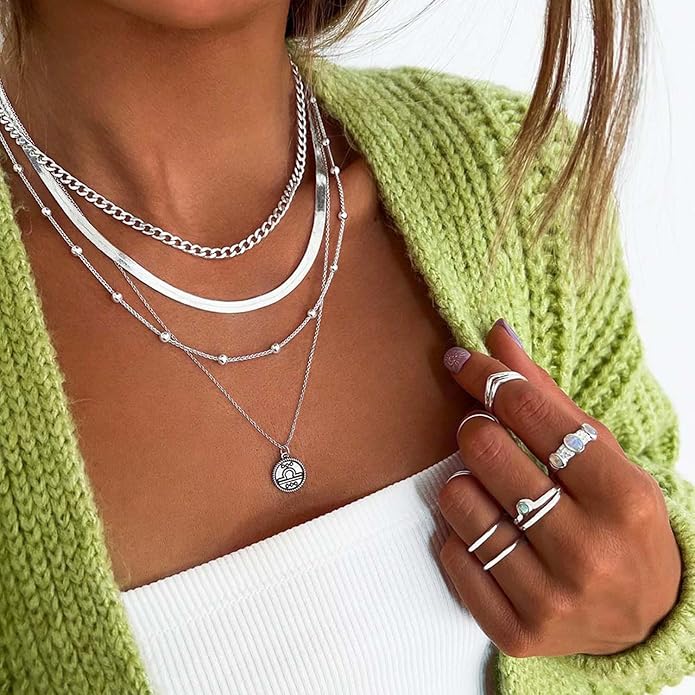 DEARMAY 14K Gold Plated Necklaces for Women, Dainty Gold Herringbone Choker Necklace Thin Layered Snake Chain Jewelry for Gifts