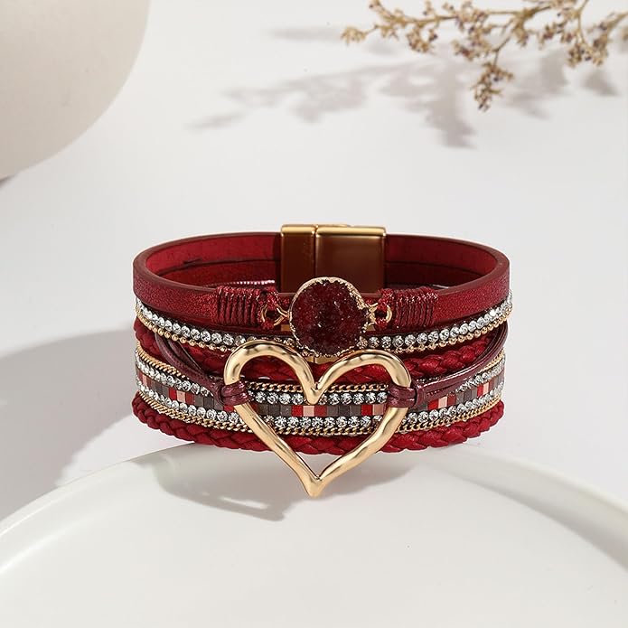 VIBILIA Boho Leather Wrap Bracelets for Women Multi-Layer Bracelets with Strong Clasp Jewelry for Women