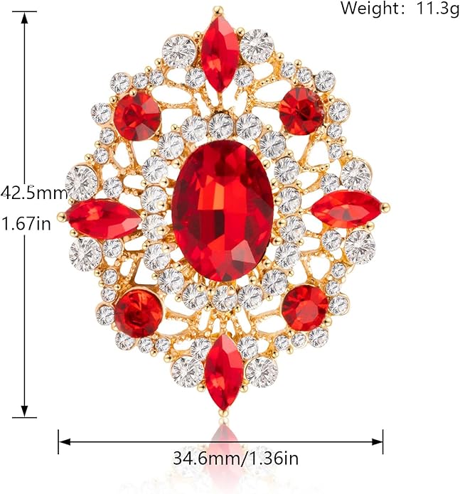 LAXPICOL Vintage Clear Austrian Crystal Brooch Pin for Women Elegant Wedding Bridal Brooches Broach Pin 1.69"*1.39"