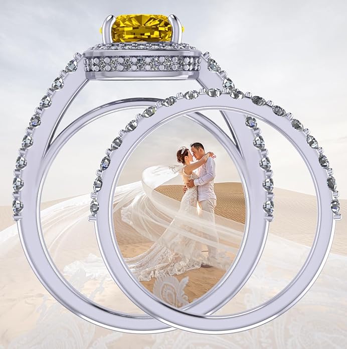 NANA Jewels Sterling Silver Engagement Rings for Women - Choose Simulated Morganite, Citrine, Aquamarine & More