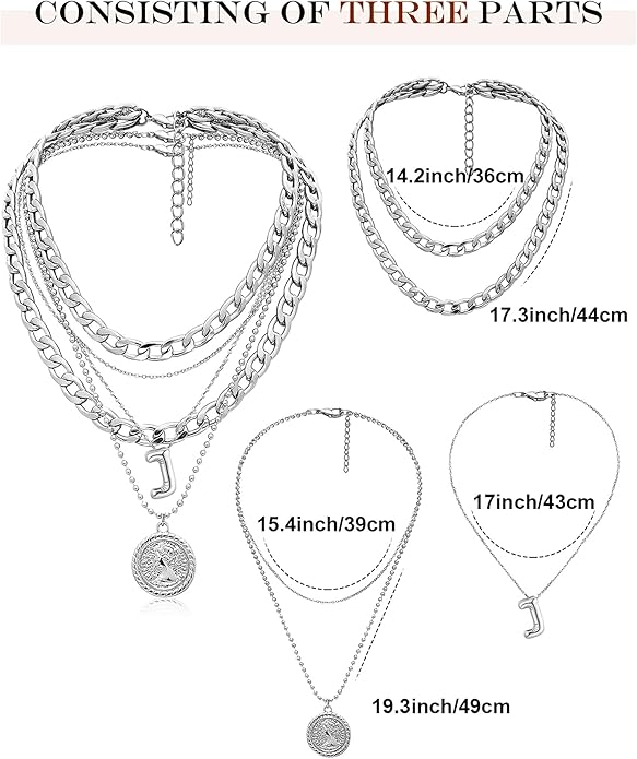 MJartoria Layered Necklaces for Women Trendy Balloon Initial Coin Pendant Necklace Dainty Chunky Chain Choker Necklaces Jewelry Birthday Gifts