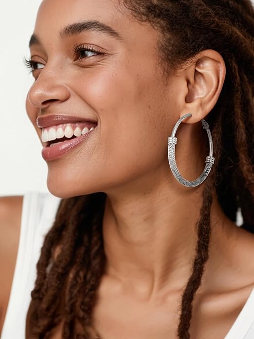 PROSTEEL 30/40/60/80/100mm Chunky Hoop Earrings For Women Gold Plated/Black Stainless Steel Hoops Earrings Statement Jewelry