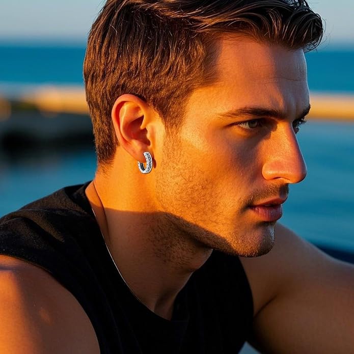 Hoop Earrings for Men Women 925 Sterling Silver Ankh/Wolf/Celtic/Opal Earrings Jewelry Gifts