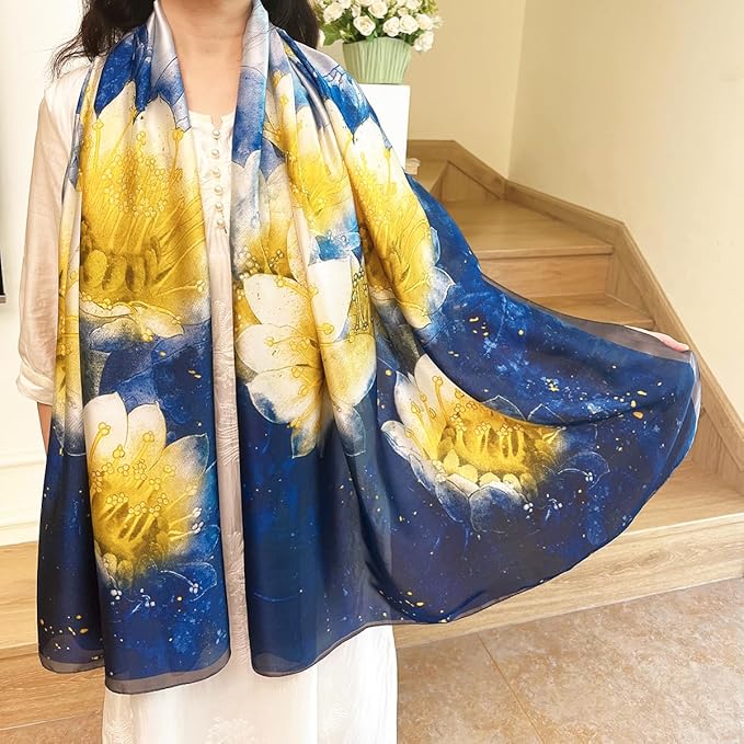 Long Silk Like Scarf Lightweight Satin Scarves Large Sunscreen Shawl Wrap for Women