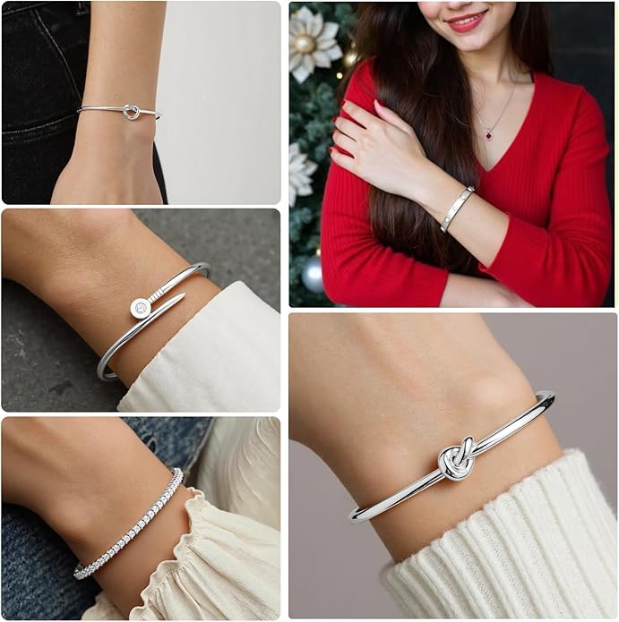 FAFUGA 18 K Gold Plated Love Bangle Bracelet Stack Cuff Jewelry for Women Jewelry Set for Women Gift with Box