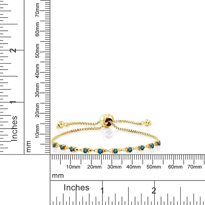 Gem Stone King Round Gemstone Birthstone Tennis Bracelet For Women | 925 Sterling Silver | 2.5MM Round | Fits Up To 9 Inch Wrist | Adjustable Bolo Bracelet For Women | Easy-On Easy-Off