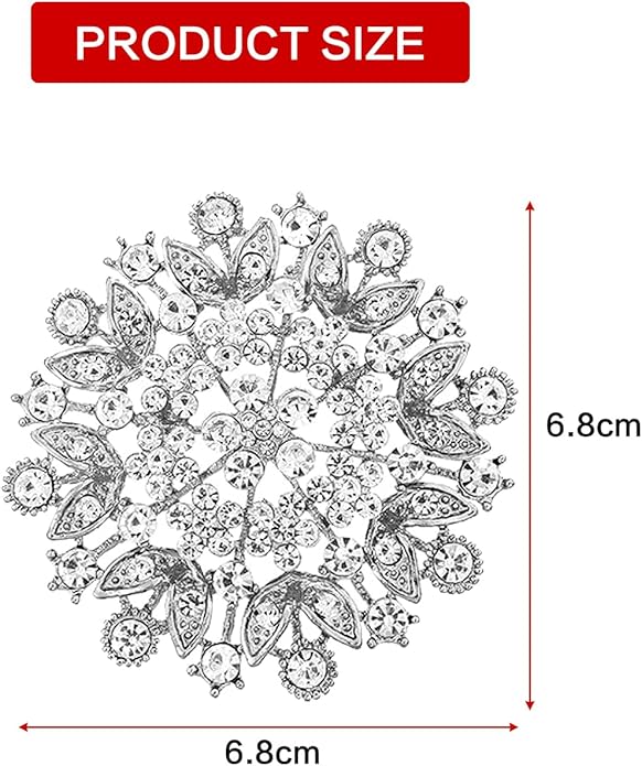 Crystal Rhinestone Brooch for Women Silver Brooch Pins for Women Clear Rhinestone Jewelry Pins for DIY Bridal Wedding Bouquet
