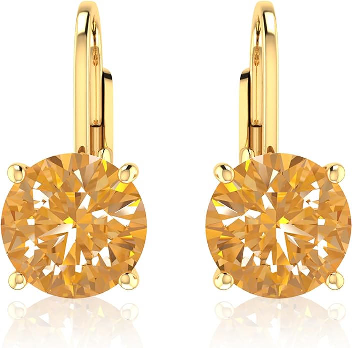 Women’s 14k Solid Gold Drop Dangle Earrings Lever Back Design with Natural Birthstone Gemstones Hypoallergenic Jewelry Collection Ideal Gifts for Wedding Anniversary