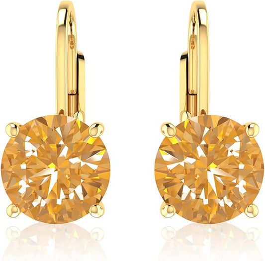 Women’s 14k Solid Gold Drop Dangle Earrings Lever Back Design with Natural Birthstone Gemstones Hypoallergenic Jewelry Collection Ideal Gifts for Wedding Anniversary