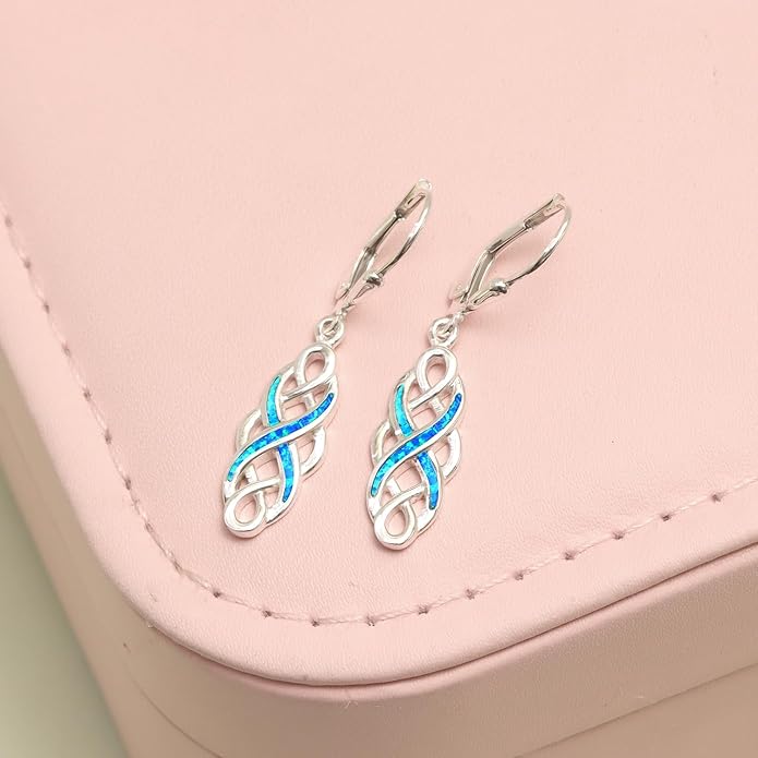 LeCalla 925 Sterling Silver Leverback Drop Earrings | Lightweight Celtic-Knot Filigree Heart Teardrop Dangle Earring for Women's Gift for Her