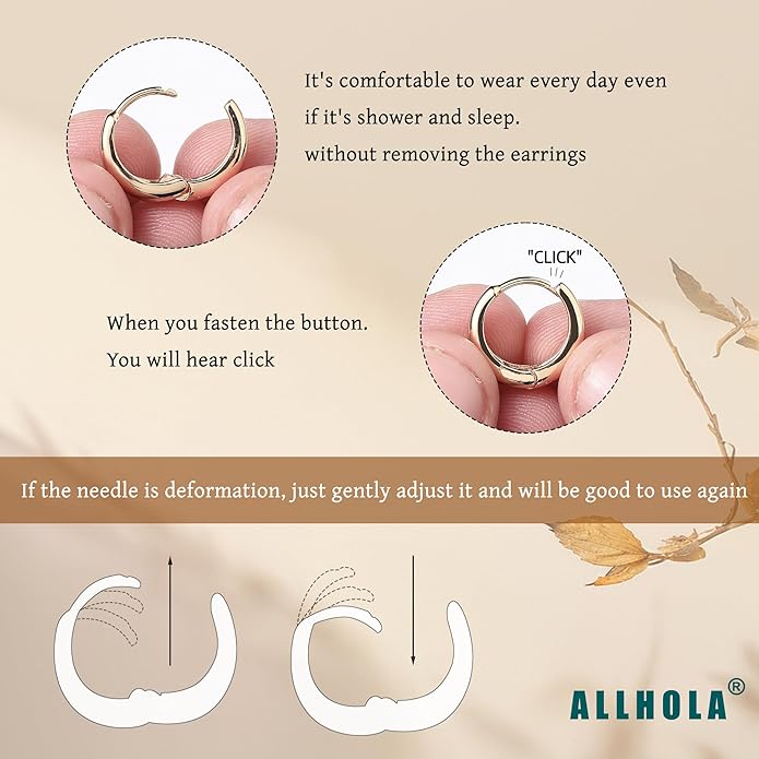 6 Pairs 14K Gold Plated Hoop Earrings for Women Trendy Chunky Lightweight Hoop Earrings Multipack Hypoallergenic, Thick Twisted Huggie Hoops Earring Set Jewelry for Gifts