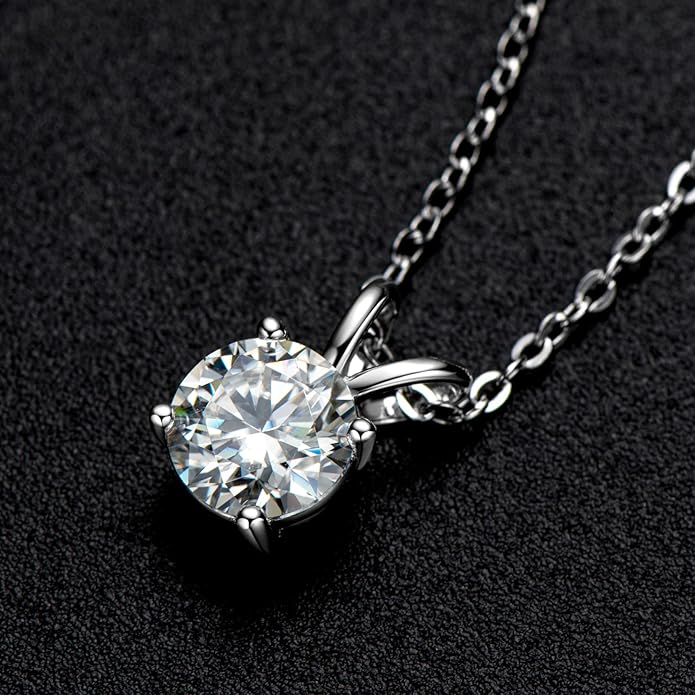 AINUOSHI Moissanite Necklace for Women, 1CT, 2CT, 3CT, 4CT Solitaire Moissanite Pendant Necklace, D-E Color with GRA Certificate, 925 Sterling Silver with 18K Gold Plating, Mother Mom Wife Girlfriend Gifts with Jewelry Box Packed