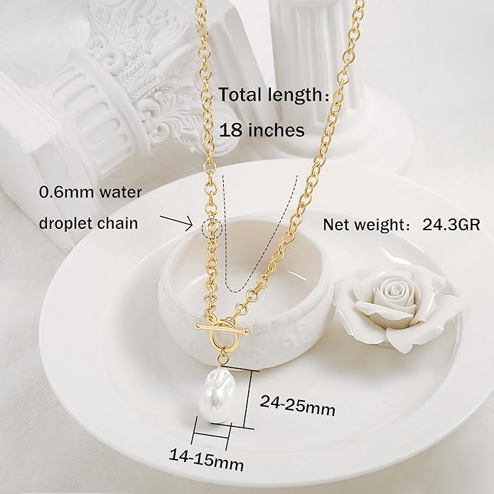 CANEVINKA Dainty Cross Medallion/Heart Pendant Chain Necklace 18K Gold Plated Oval Choker Fashion OT Toggle Jewelry Handmade for Women Simple Gold Charm Necklace