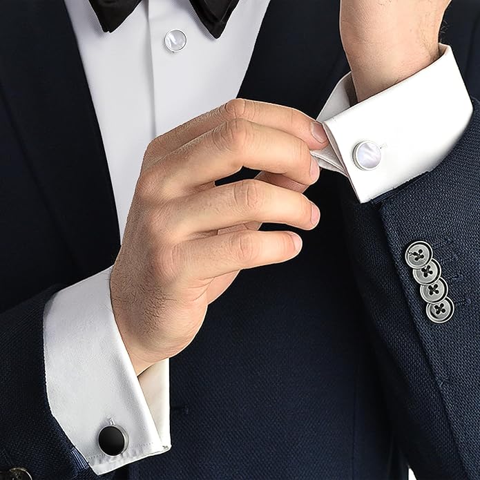 HAWSON Fashion Mother-of-Pearl Tuxedo Shirt Button and Cufflink Set, Specially Designed for Wedding Business
