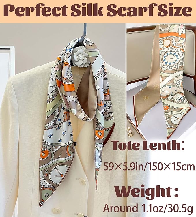 kcctoo 59" Mulberry Silk Like Head Scarf Women's Fashion Square Neck Satin Scarfs for Bag Hair Scarves Gift 59 * 5.9”