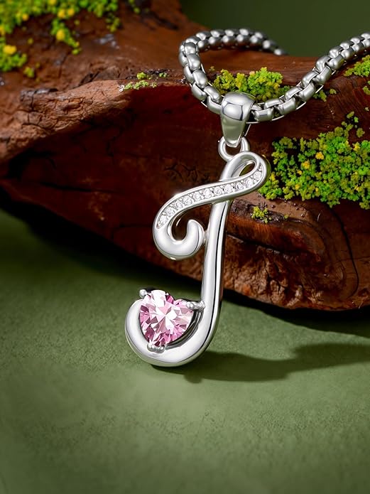 Christmas Gifts for Women Alphabet A to Z Initial Birthstone Pendant Necklaces for Women - 18k White Gold Plated Personalized Name Jewelry Valentine Mothers Day Birthday Gifts for Women Her Girlfriend