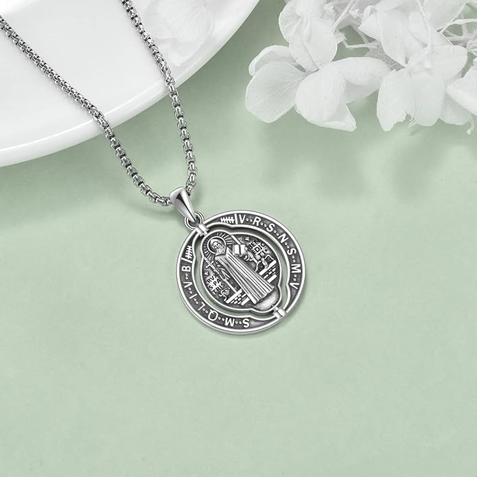YFN Patron Saint Necklace Sterling Silver Amulet Medal Pendant Religious Protector Jewelry Gifts for Women Men