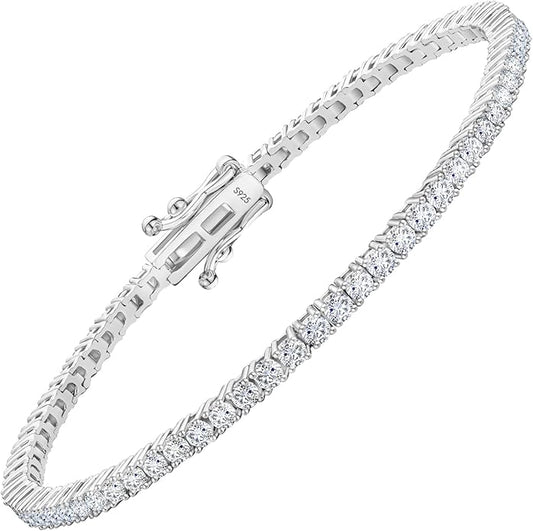 KRKC&CO Lab-Grown Moissanite Tennis Bracelet Women, Luxury Anniversary Wedding Bridal Gift for Wife, 2.2-13.8 ct.tw, D Color VVS1, 925 Sterling Silver 14K Golden Plated, Hypoallergenic, Everyday Jewelry