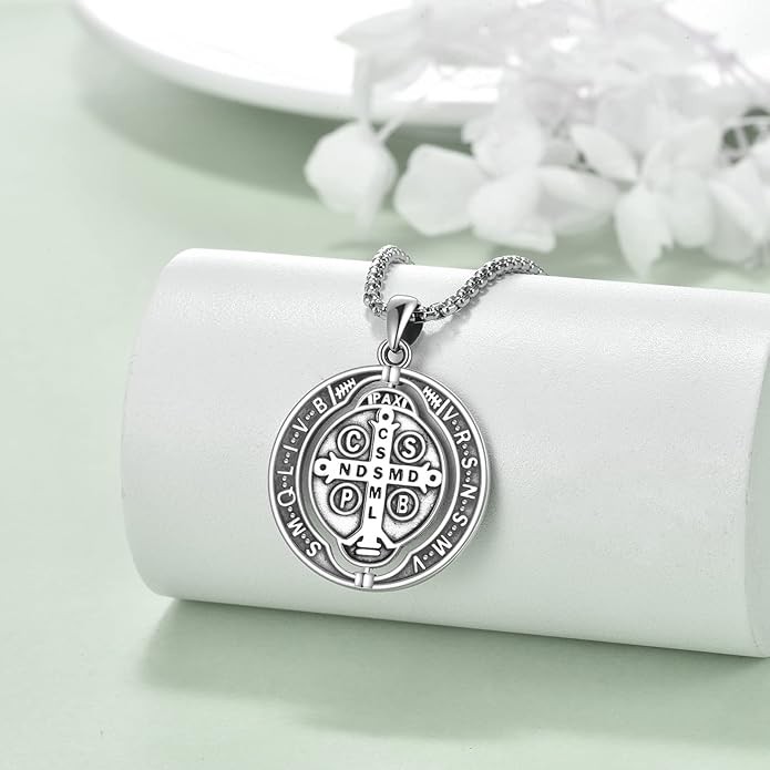 YFN Patron Saint Necklace Sterling Silver Amulet Medal Pendant Religious Protector Jewelry Gifts for Women Men
