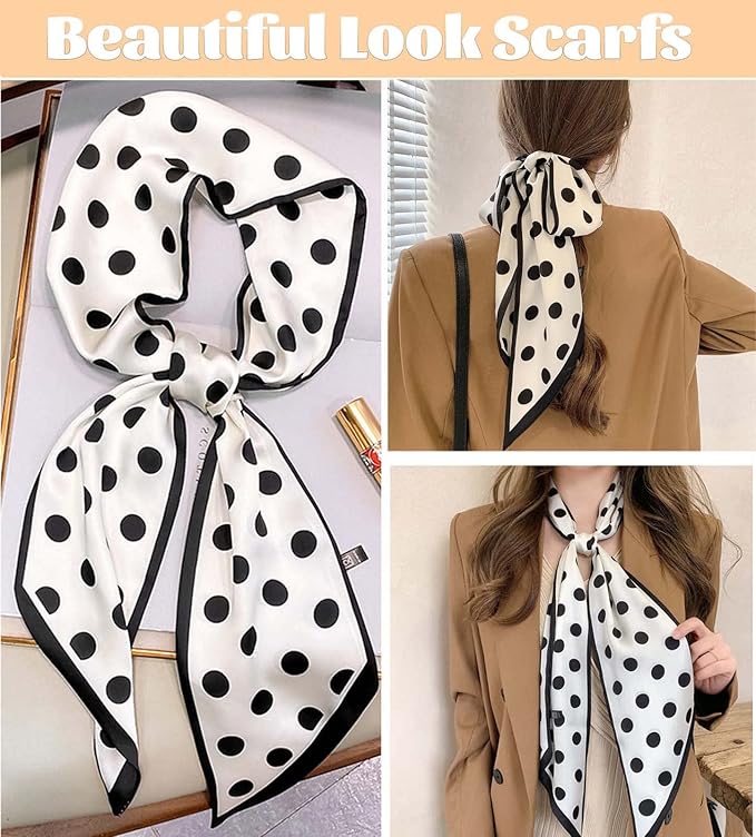kcctoo 59" Mulberry Silk Like Head Scarf Women's Fashion Square Neck Satin Scarfs for Bag Hair Scarves Gift 59 * 5.9”