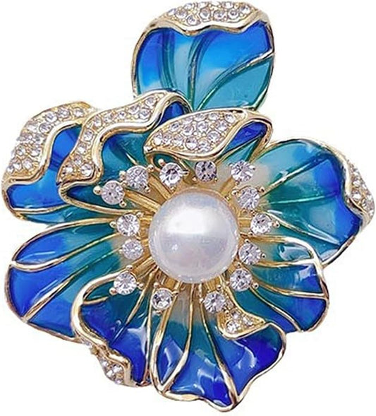 Vintage Botanical Flower Brooch for Women - An elegant crystal - inlaid metal pin accessory suitable for dresses, jackets, and scarves