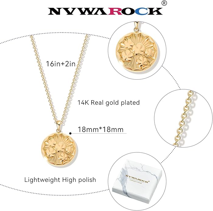 Gold Flower Pendant Necklace Dainty Floral Choker 14K Plated Shining Cute Heart Necklace for Women