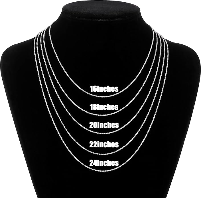 Gacimy 925 Sterling Silver Rope Chain for Women Men, 1.2mm 1.5mm 1.8mm Width 16 18 20 22 24 Inches Length