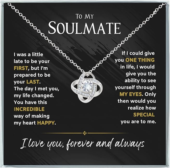 To My Soulmate Necklace For Women, Soul Mate Jewelry for Women, Future Wife Gifts, To My Wife Necklace from Husband, Gifts for Girlfriend, Pendant With Message Card