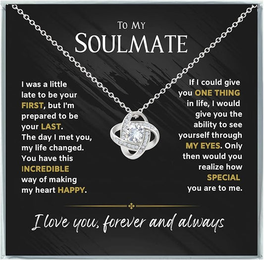 To My Soulmate Necklace For Women, Soul Mate Jewelry for Women, Future Wife Gifts, To My Wife Necklace from Husband, Gifts for Girlfriend, Pendant With Message Card