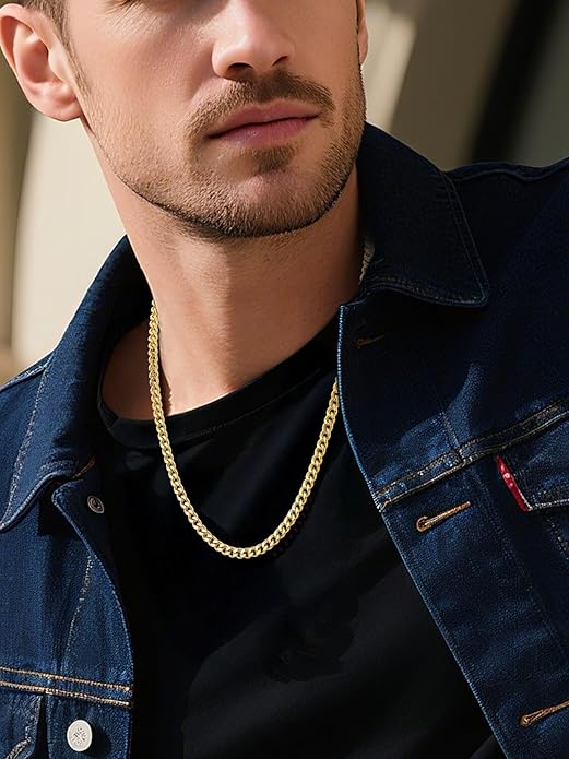 ChainsPro Chunky Miami Cuban Link Chains for Men,Stainless Steel Cuban Chain Necklace,4.8/6/10/14mm Width,No Tarnish& Thick Hip Hop Jewelry,18-30 inch Length, Black/Gold Plated/Silver,Send Gift Box