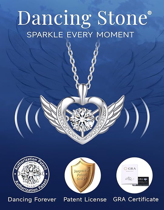 MomentWish Necklace for Women, Sparkling Gift for Her, 1Carat Moissanite Heart Pendent for Her, 925 Sterling Silver Dance Necklace for Anniversary Christmas Valentines