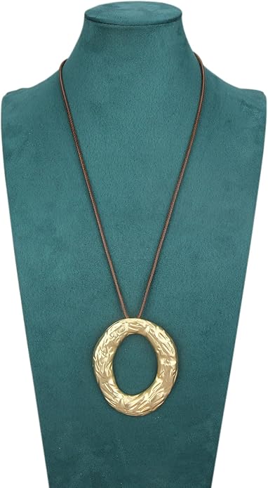 Boho Necklaces for Women Chunky Circle Necklace Layered Boho Circle Leather Choker Necklace Long Vintage Necklaces Bohemian Jewlery Gifts