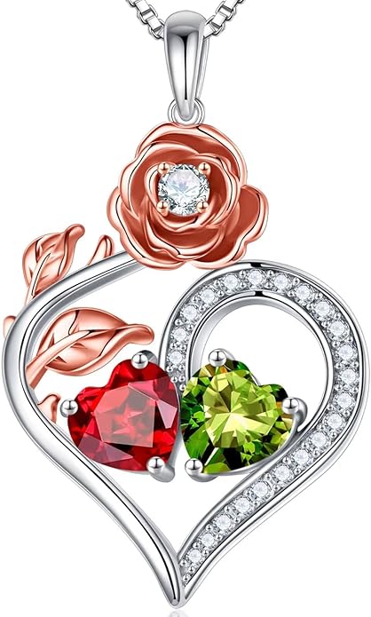 Iefil Christmas Gifts for Women Wife - 925 Sterling Silver Double Birthstone Necklace, Anniversary Birthday Gifts for Women, Jewelry Gifts for Wife Her