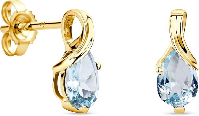 0.40Inch 14K Gold Earrings for Women in 14K White Gold/Yellow Gold 585 with Pear-Shape Rubies/Sapphires/Emeralds/Blue Topaz/Amethysts Gemstones, Handmade Jewelry for Women, Dangle Earrings