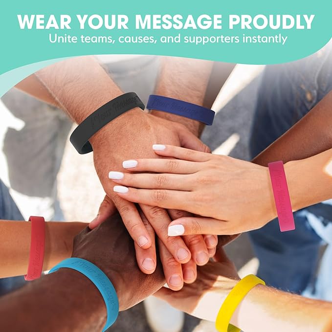 Reminderband Custom Silicone Bracelet – Motivational Wristbands, Bulk Personalized Bands for Events, Awareness, Fundraisers, Gifts – Custom Rubber Bracelets - 1/2" Classic