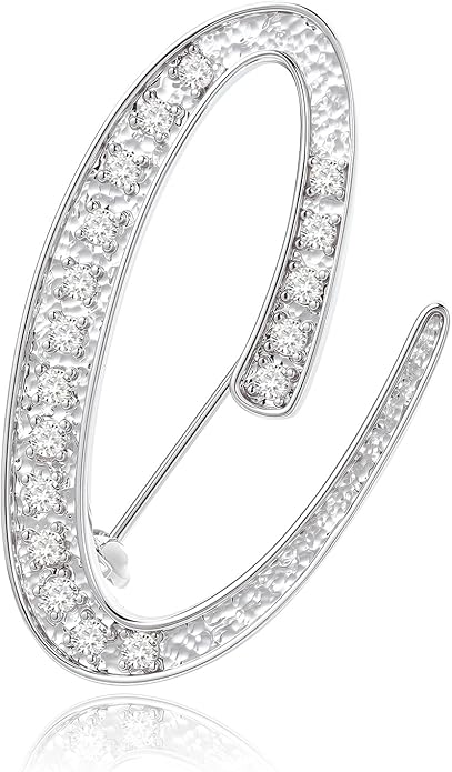 Cicy Bell A-Z Initial 26 Letter Brooch Pins 18k Gold Plated Cubic Zirconia Breastpin Name Personalized Gifts for Women Men
