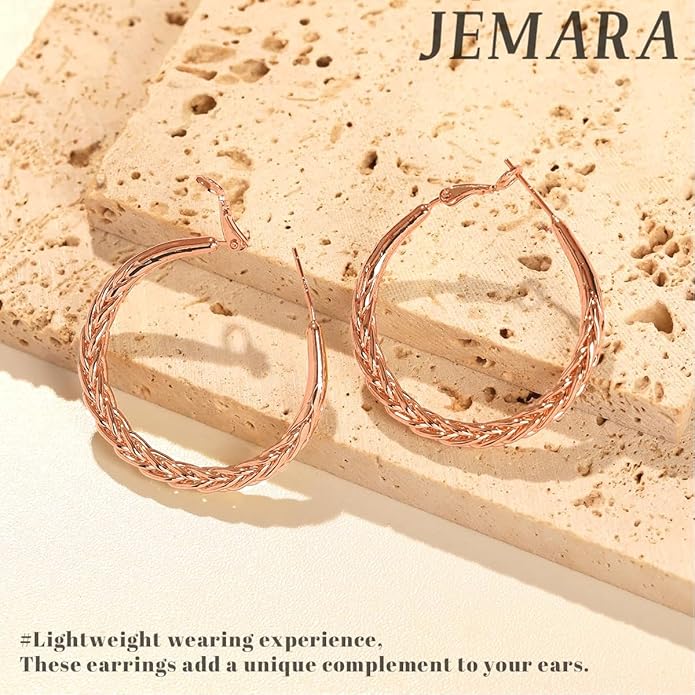 Silver Hoop Earrings for Women Trendy Hypoallergenic 925 Sterling Silver Post Hoop Earrings Lightweight Thick Twisted Large Silver Hoop Earrings 30/40/50MM