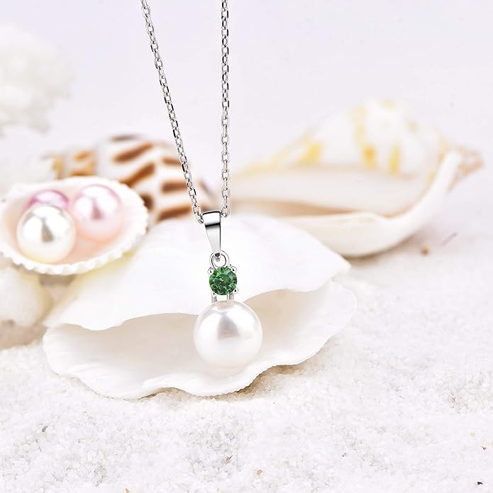 925 Sterling Silver Freshwater Cultured Pearl Pendant Necklace JO WISDOM Jewelry for Women,Girls