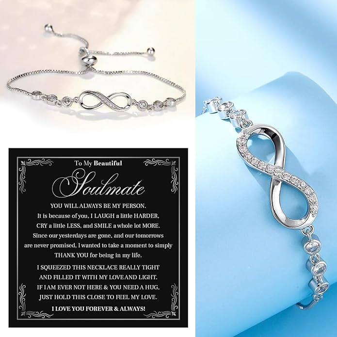 To My Soulmate Bracelet For Women With Heartfelt Message Card & Elegant Box, Bracelet For Girls, Soulmate Birthday, Wedding, Christmas Jewelry Gift From Boyfriend, Husband