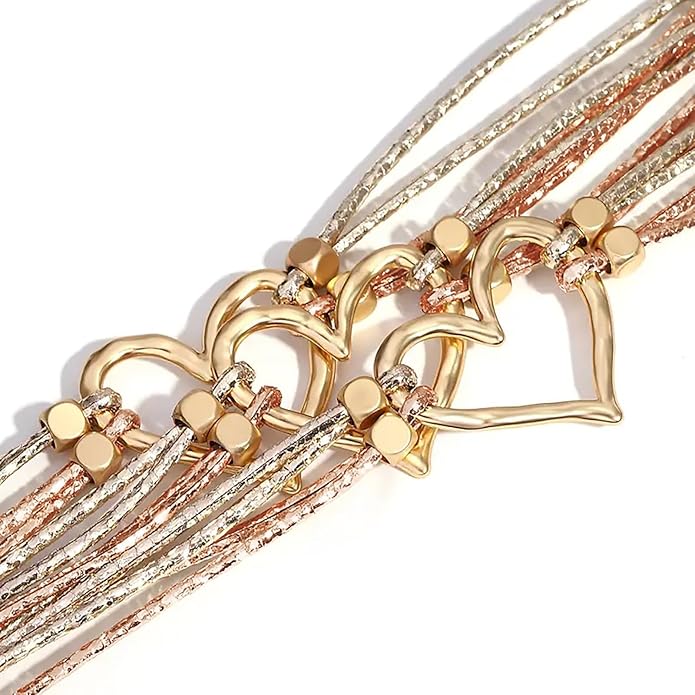 Fesciory Leather Wrap Bracelets for Women, Boho Leopard Multi-Layer Crystal Beads Cuff Bracelet Jewelry