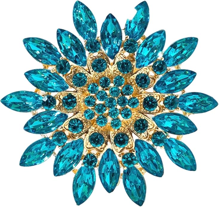 Rhinestone Large Flower Brooches Pins for Women Fashion Sparkly Crystal Sunflower Statement Brooch Unique Wedding Party Suit Dress Jewelry Accessories