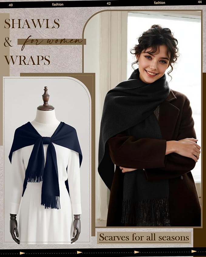 Oakgarden 3 Pack Winter Scarf for Women Pashmina Scarves Shawl Wraps Bridesmaid Gifts for Evening Dresses