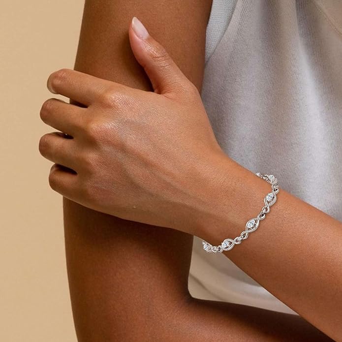 Infinity Oval Moissanite Link Bracelet, 2.4cttw D Color VVS1 925 Sterling Silver Adjustable Eye Link Bracelets for Women Birthday Jewelry Gifts