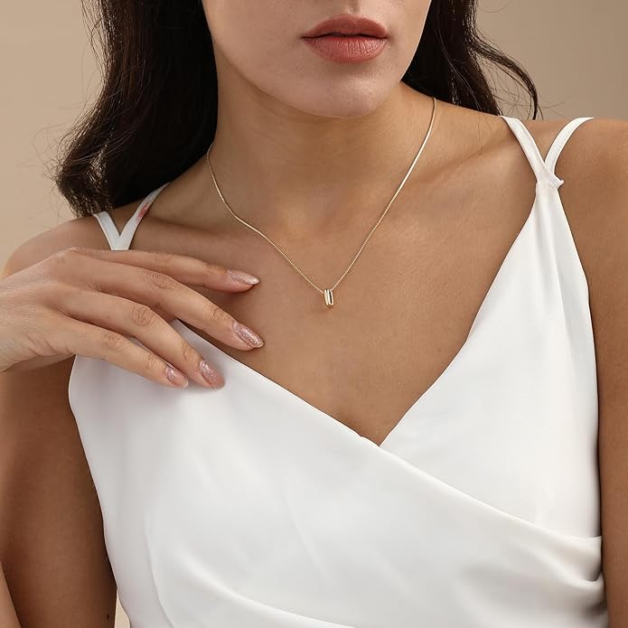 Bubble Gold Letter Necklace for Women, 14k Gold Plated Balloon Initial Necklace, Dainty Gold Necklace for Women, Personalized Bubble Pendant Name Necklace, Fashion Accessories Trendy Jewelry