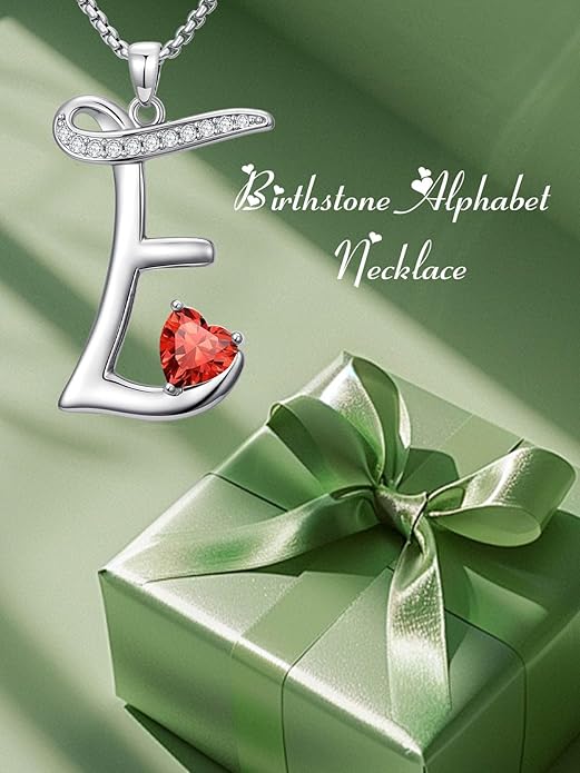 Christmas Gifts for Women Alphabet A to Z Initial Birthstone Pendant Necklaces for Women - 18k White Gold Plated Personalized Name Jewelry Valentine Mothers Day Birthday Gifts for Women Her Girlfriend
