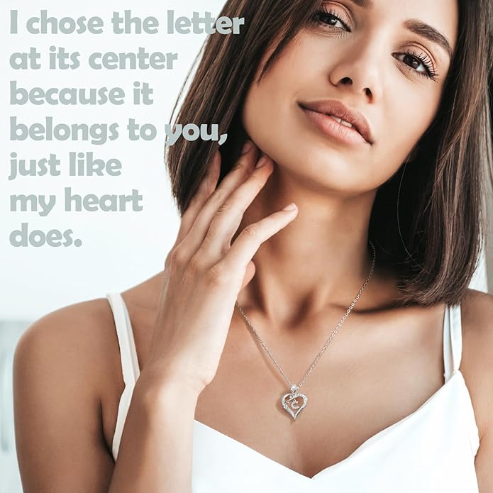 DWWGE Rose Heart Pendant Necklace Gifts for Wife, Engraved 'I love you' Gift for Wife Girlfriend, Anniversary Birthday Eternity Jewelry Present for Women, Moissanite Necklace Gift for Her