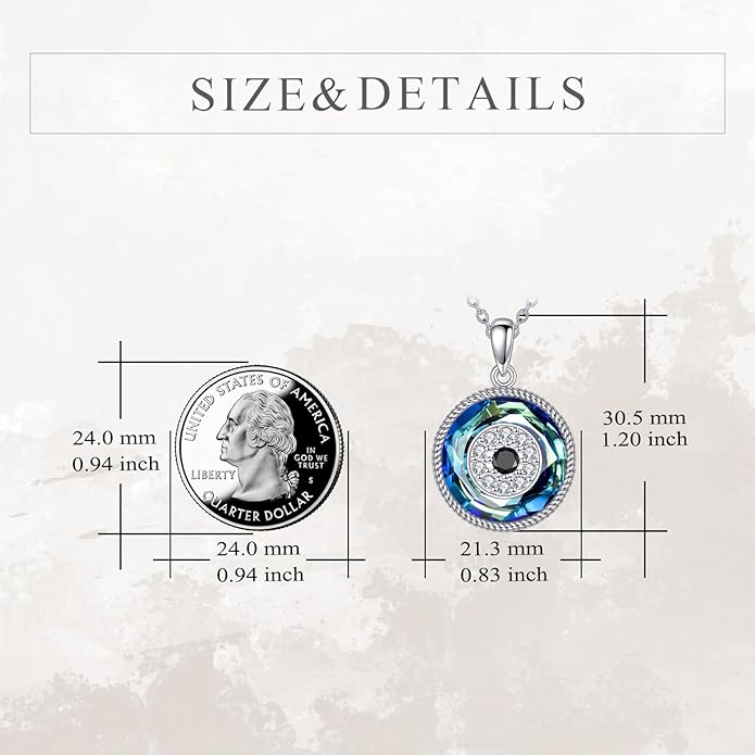 YFN Evil Eye Pendant Necklace for Women 925 Sterling Silver Greek Protection Jewelry with Blue Sapphire and Black Cz Amulet Gift