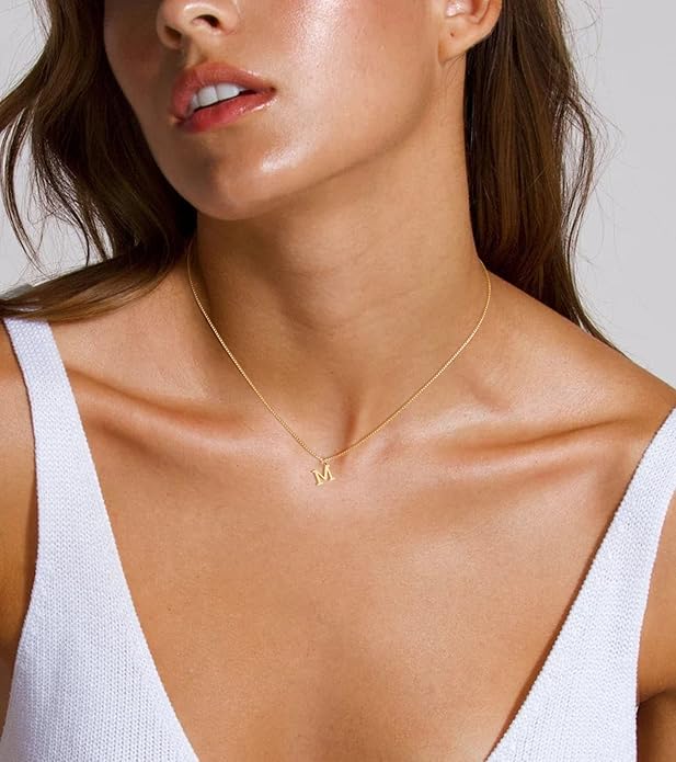 Foxgirl Gold Initial Necklaces for Women, Dainty Gold Letter Necklace Tiny A-Z Pendant Choker Necklace Trendy Cute Personalized Monogram Name Necklace Gold Jewelry Necklace for Women Gift