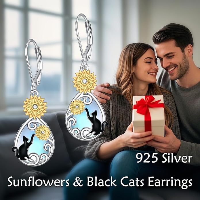 AOBOCO Butterfly/Dragonfly/Bee/Ladybug Leverback Earrings 925 Sterling Silver Rose Lotus Tulip Flower Filigree Dangle Earrings Teardrop Moonstone Larimar Turquoise Abalone Shell Jewelry Birthday Gifts for Women